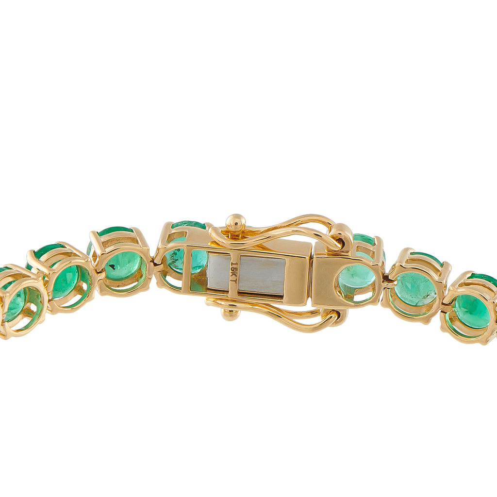 18K Yellow Gold 1.07ct Diamond and Emerald Bracelet