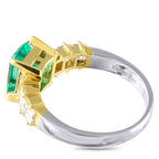 Exclusive Platinum and 18K Yellow Gold 0.76ct Diamond and Emerald Ring