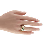 18K Yellow Gold 2.67ct Diamond and Emerald Wide Band