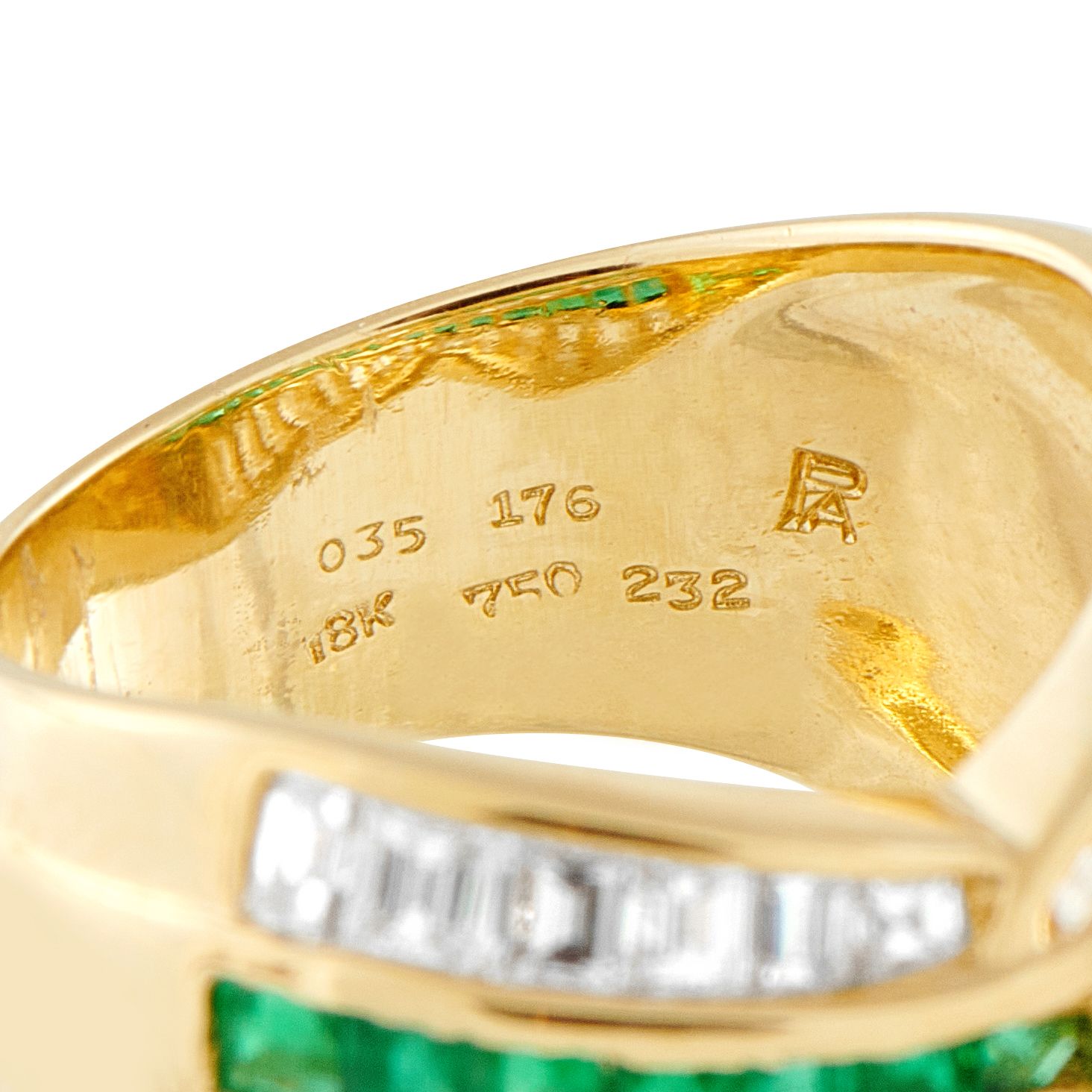 Exclusive 18K Yellow Gold 2.67ct Diamond and Emerald Wide Band Ring