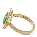 18K Yellow Gold 0.85ct Diamond and Emerald Ring