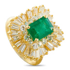 Exclusive 18K Yellow Gold 1.75ct Diamond and Emerald Ring