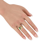 18K Yellow Gold 0.42ct Diamond and Emerald Ring
