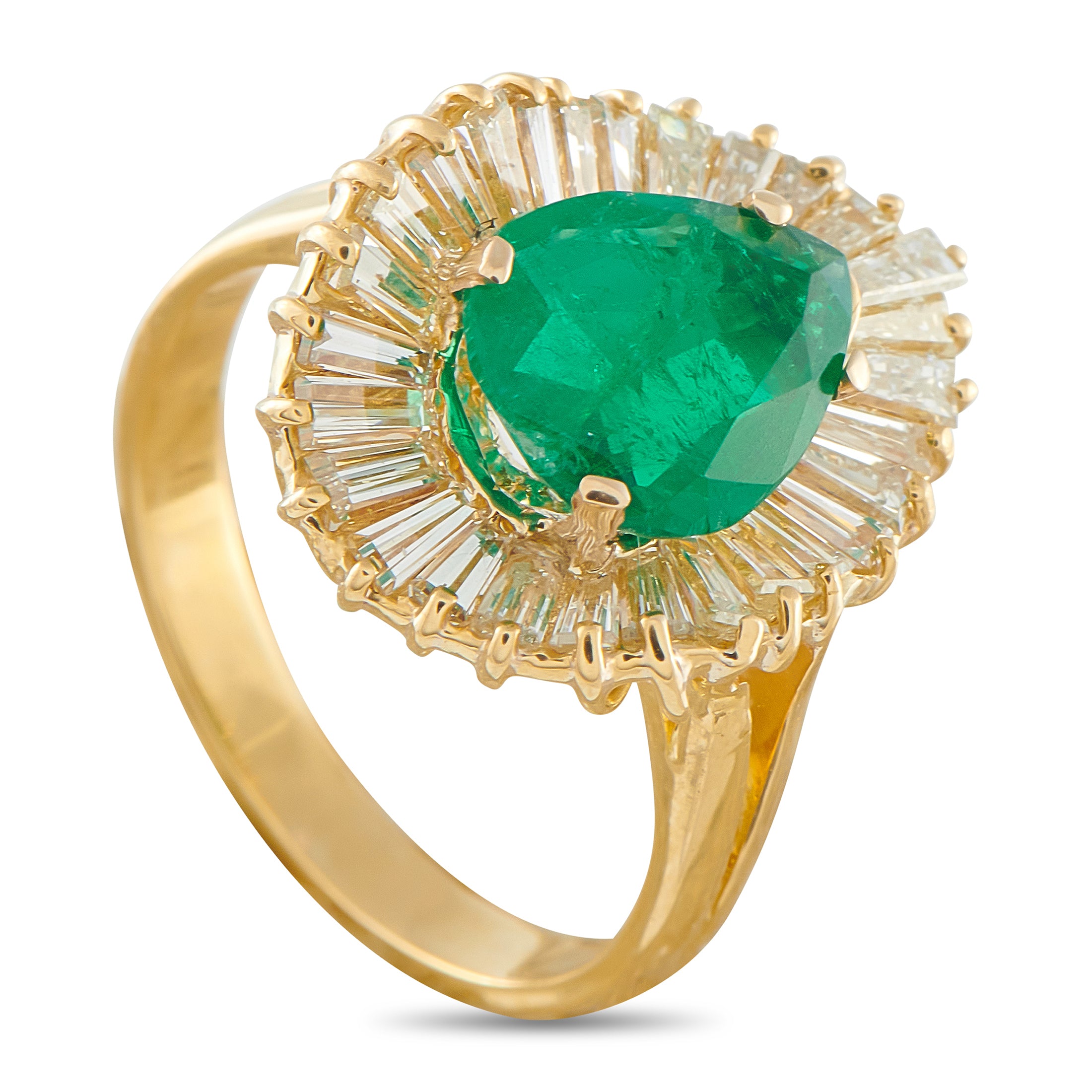18K Yellow Gold 1.84ct Diamond and Emerald Ring