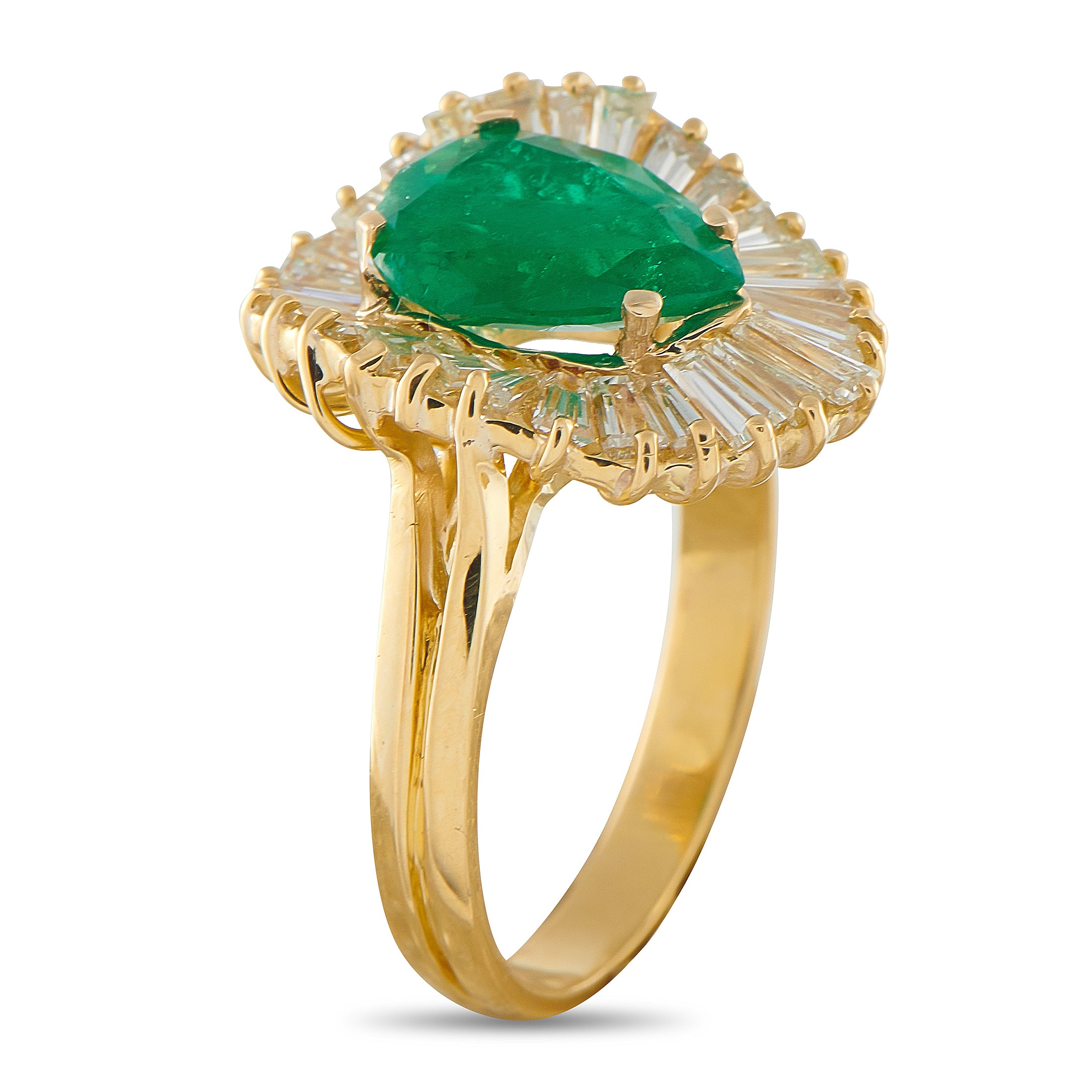 18K Yellow Gold 1.84ct Diamond and Emerald Ring