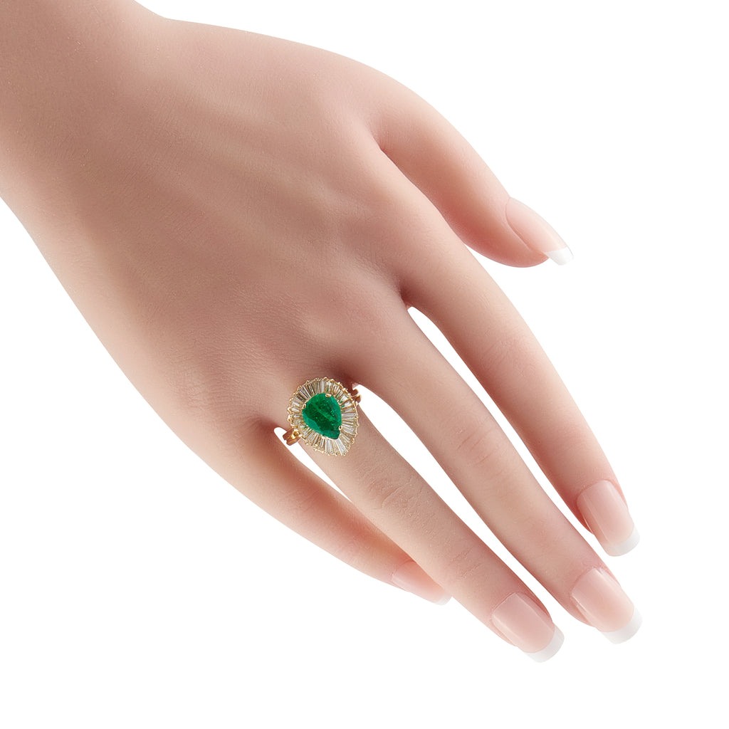 18K Yellow Gold 1.84ct Diamond and Emerald Ring