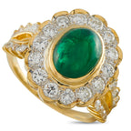 18K Yellow Gold 1.50ct Diamond and Emerald Ring