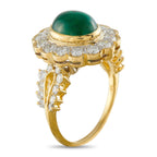 18K Yellow Gold 1.50ct Diamond and Emerald Ring