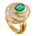 18K Yellow Gold 3.0ct Diamond and Emerald Ring