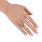 18K Yellow Gold 0.90ct Diamond and Emerald Ring