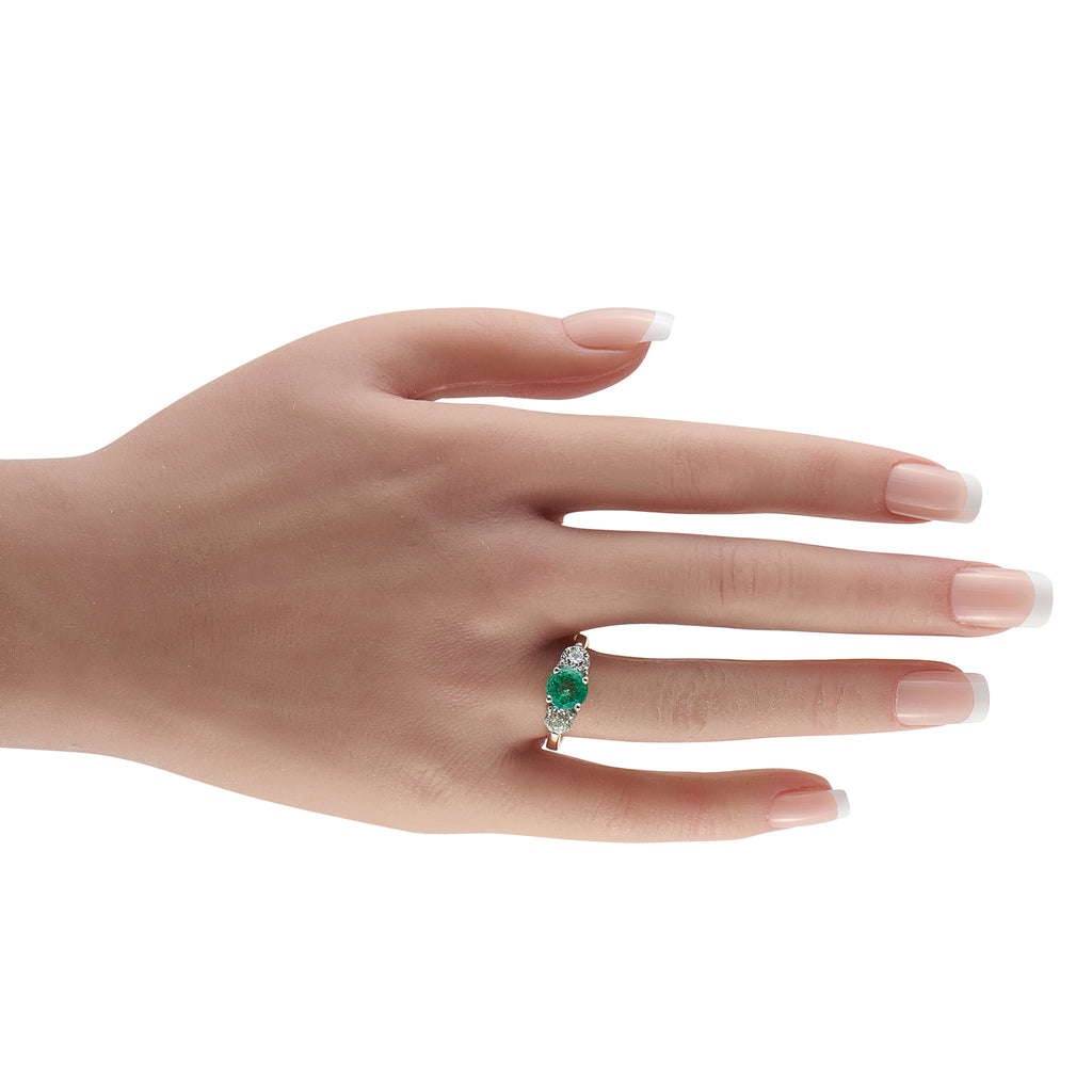 18K Yellow Gold 1.10ct Diamond and Emerald Ring