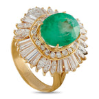 18K Yellow Gold 2.42ct Diamond and Emerald Ring
