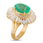 18K Yellow Gold 2.42ct Diamond and Emerald Ring