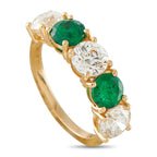 18K Yellow Gold 2.10ct Diamond and Emerald 5-Stone Ring