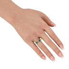18K Yellow Gold 2.10ct Diamond and Emerald 5-Stone Ring