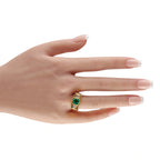 18K Yellow Gold 0.25ct Diamond and Emerald Three-Stone Ring
