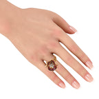 18K Yellow Gold 0.30ct Diamond and Enamel Flower Ring