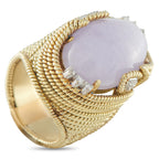 18K Yellow Gold 0.14ct Diamond and Jade Ring