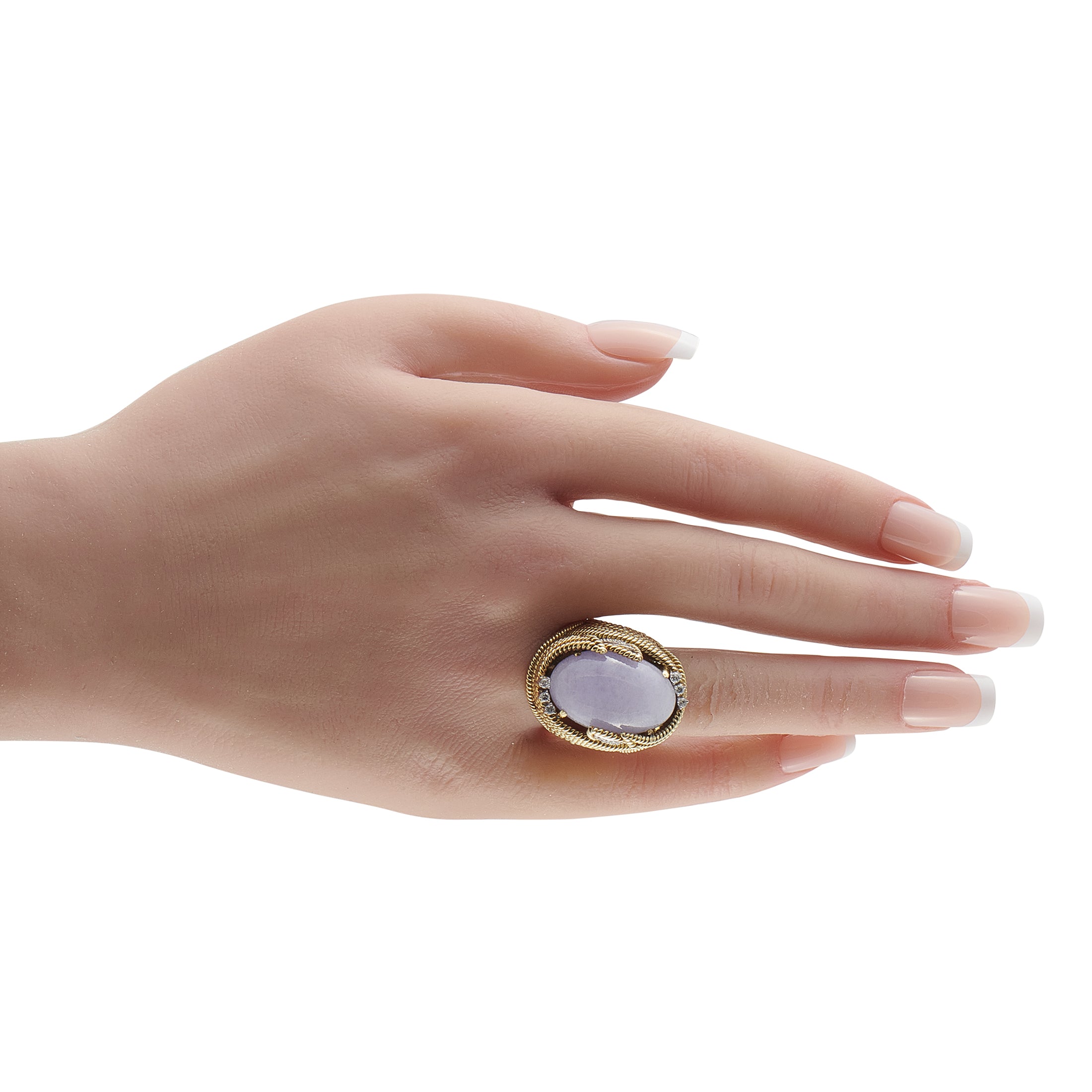 18K Yellow Gold 0.14ct Diamond and Jade Ring