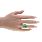 18K Yellow Gold Diamond and Jade Cabochon Cocktail Ring