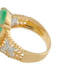 18K Yellow Gold Diamond and Jade Cabochon Cocktail Ring