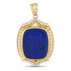 Exclusive  18K Yellow Gold 0.80ct Diamond and Lapis Pendant