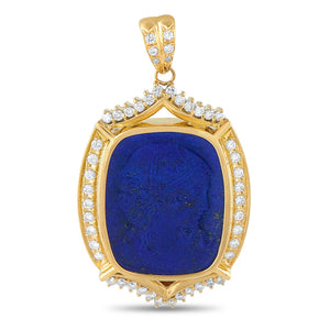18K Yellow Gold 0.80ct Diamond and Lapis Pendant