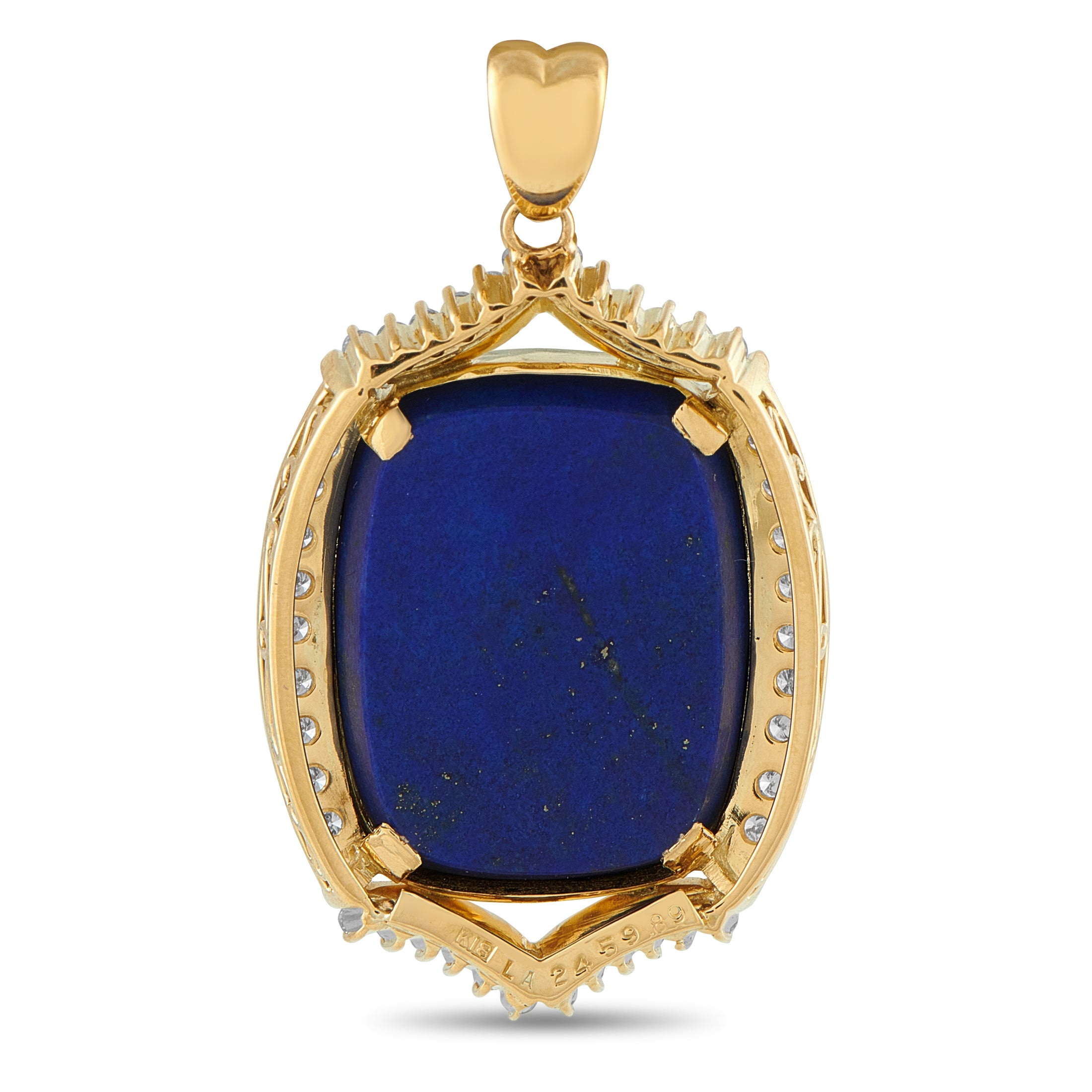 18K Yellow Gold 0.80ct Diamond and Lapis Pendant