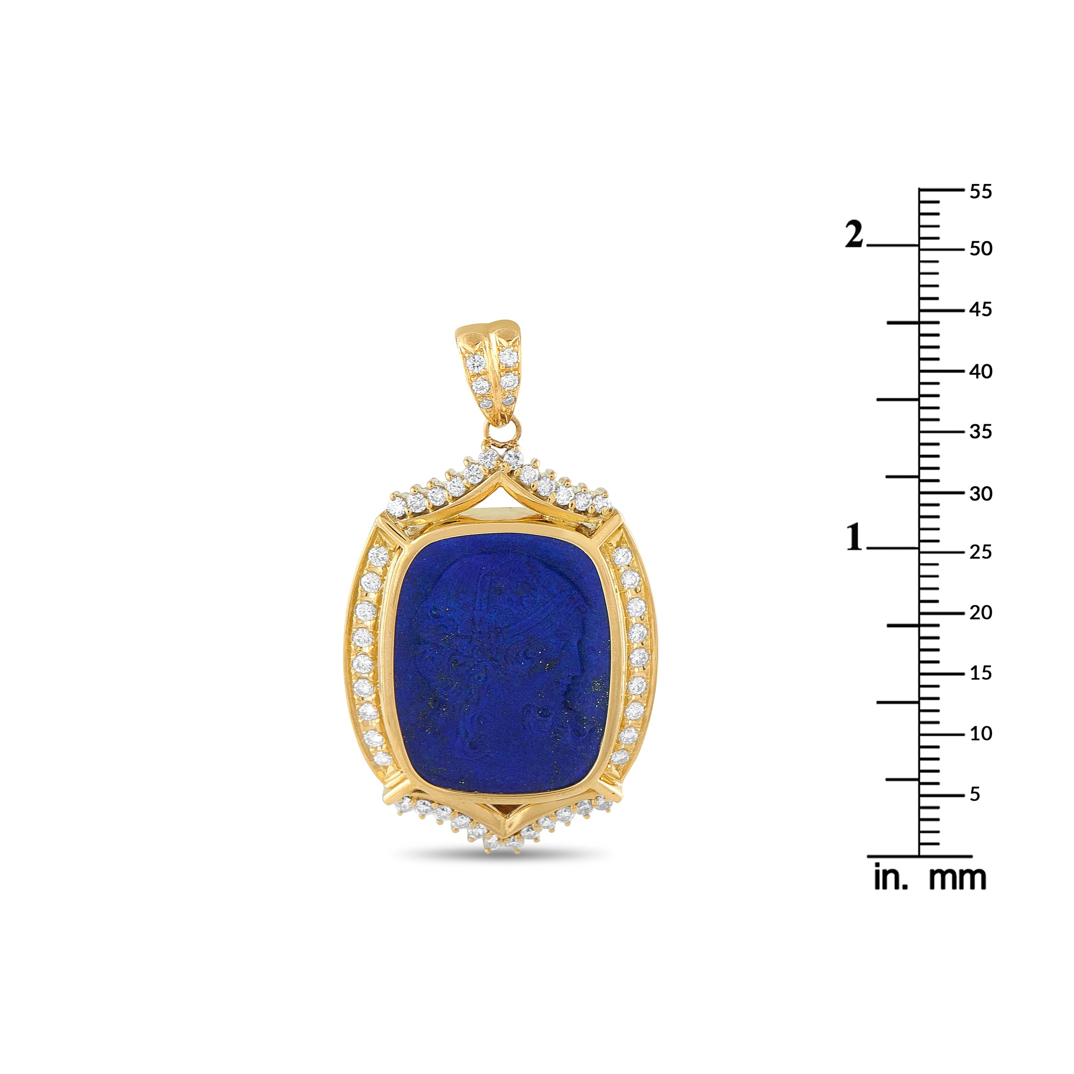18K Yellow Gold 0.80ct Diamond and Lapis Pendant