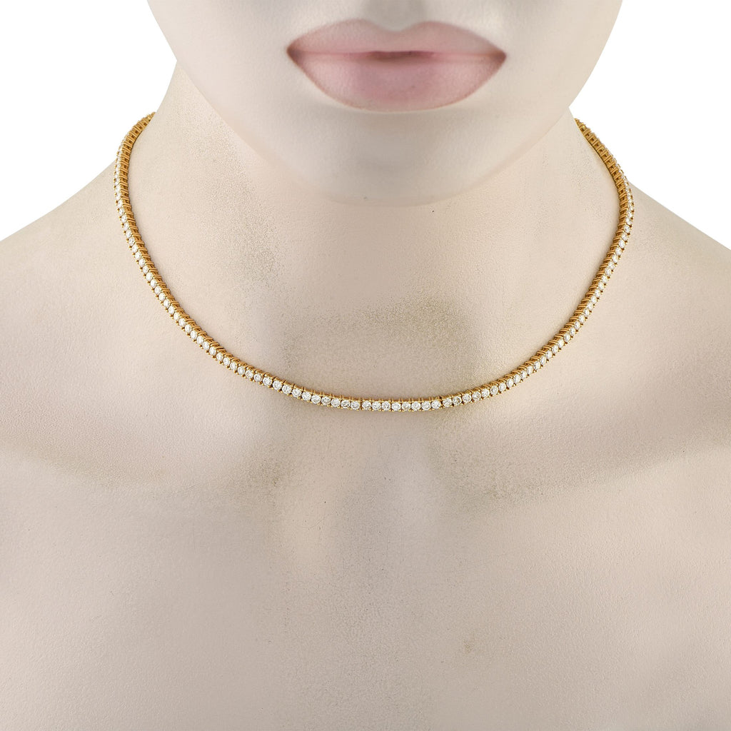 Exclusive 18K Yellow Gold 10ct Diamond Tennis Necklace