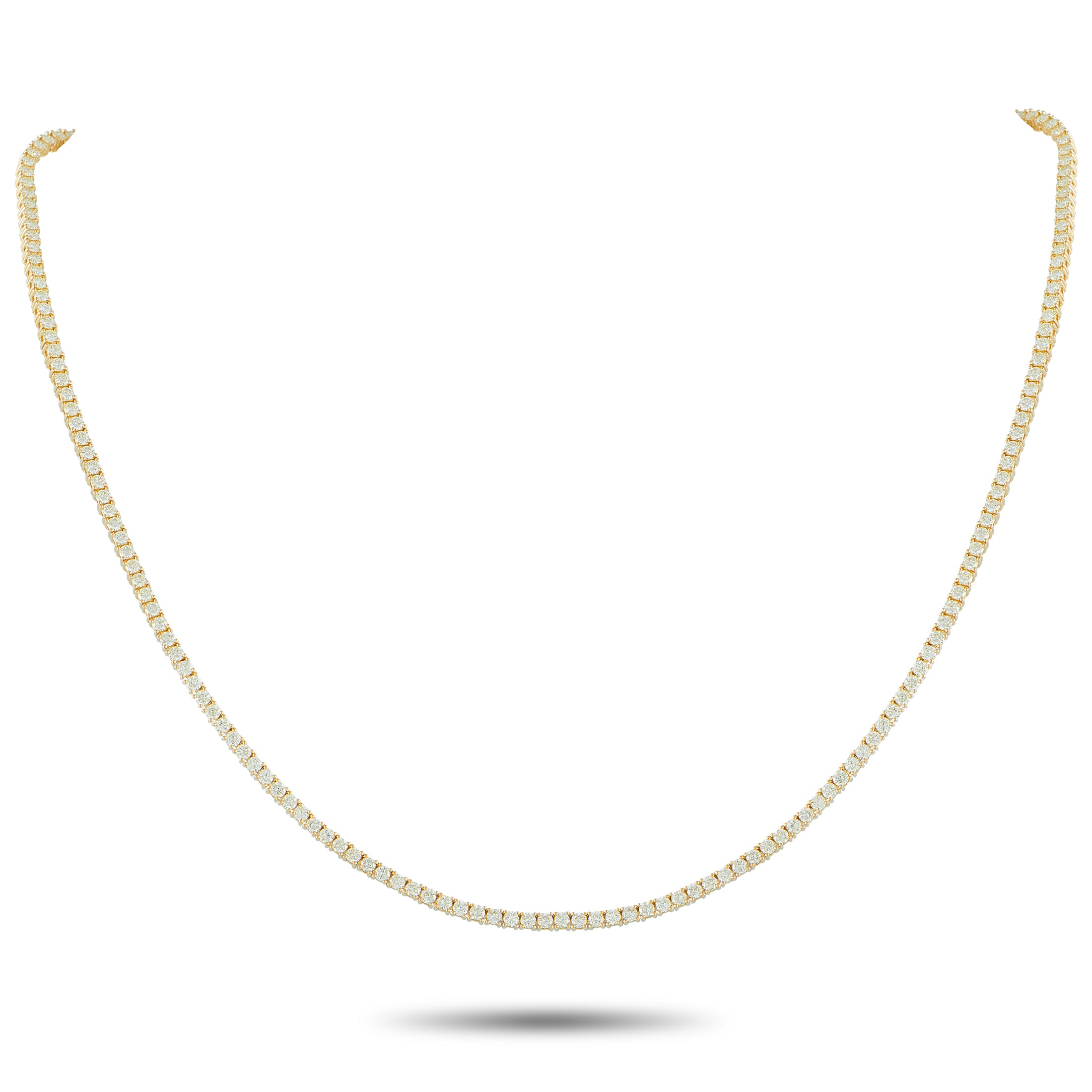 Exclusive 18K Yellow Gold 5.94ct Diamond Tennis Necklace – This classically elegant tennis necklace is designed to effortless