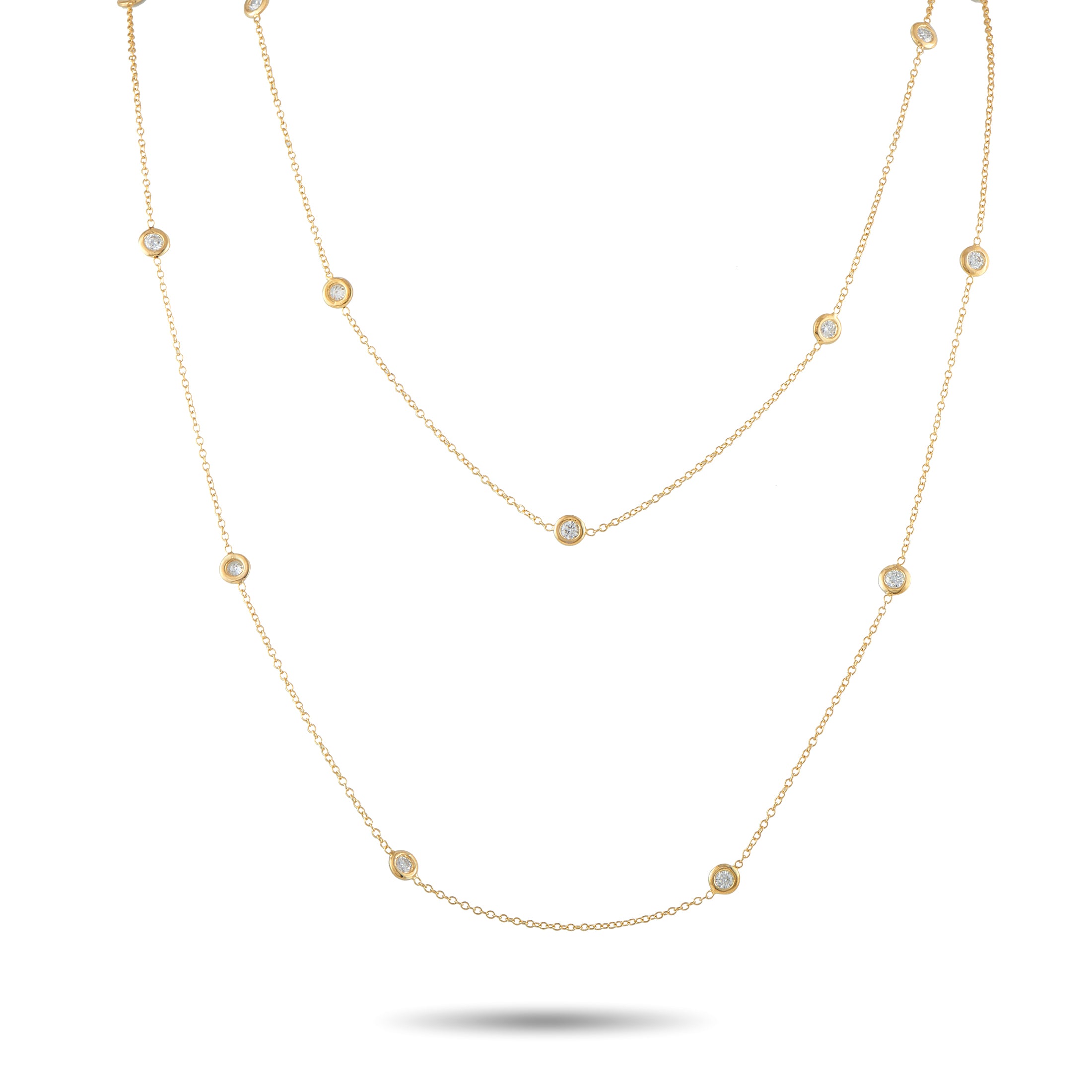 Exclusive 18K Yellow Gold 3.85ct Diamond Station Necklace – A timeless design makes this necklace ideal for anyone who apprec