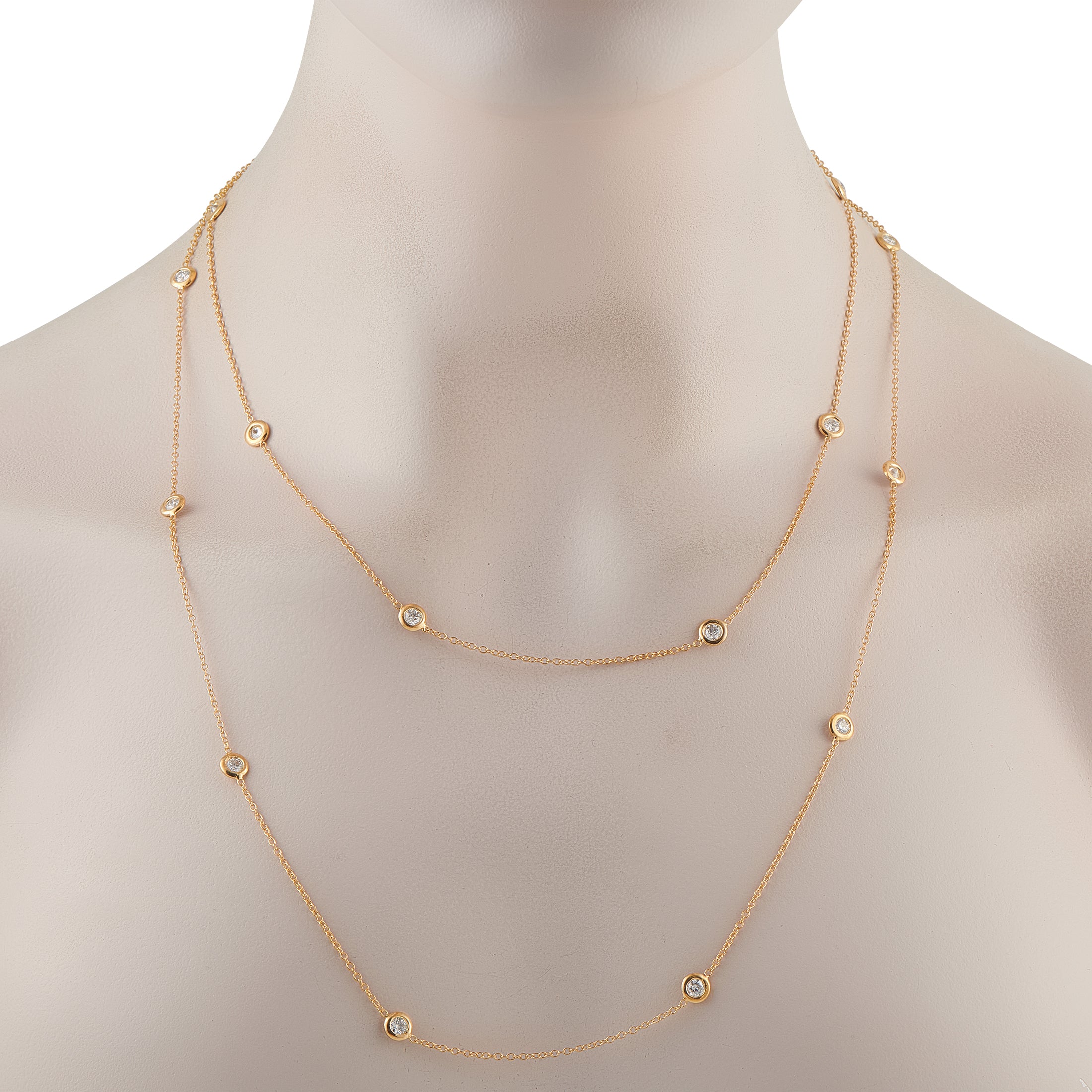 Exclusive 18K Yellow Gold 3.85ct Diamond Station Necklace