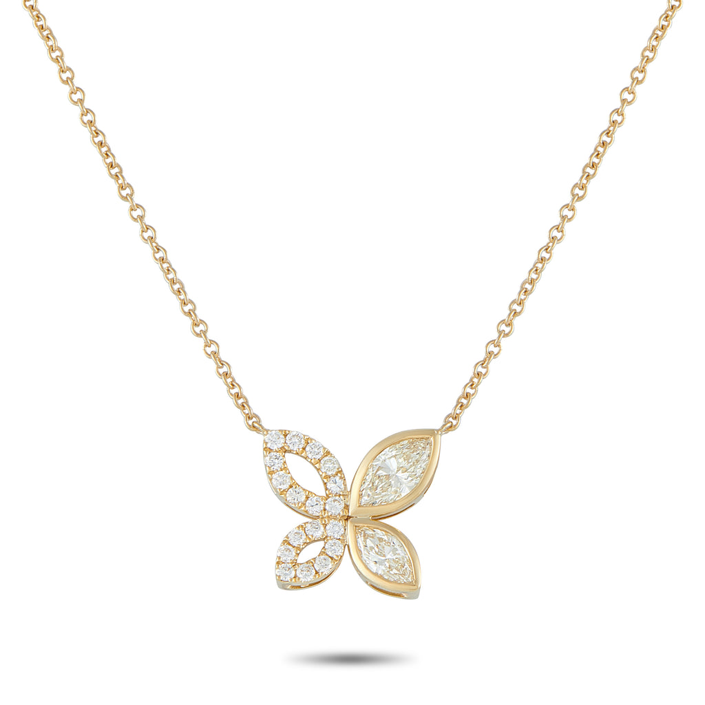 Exclusive 18K Yellow Gold 1.62ct Diamond Butterfly Necklace – Bold and delicate in equal measure, this yellow gold butterfly 