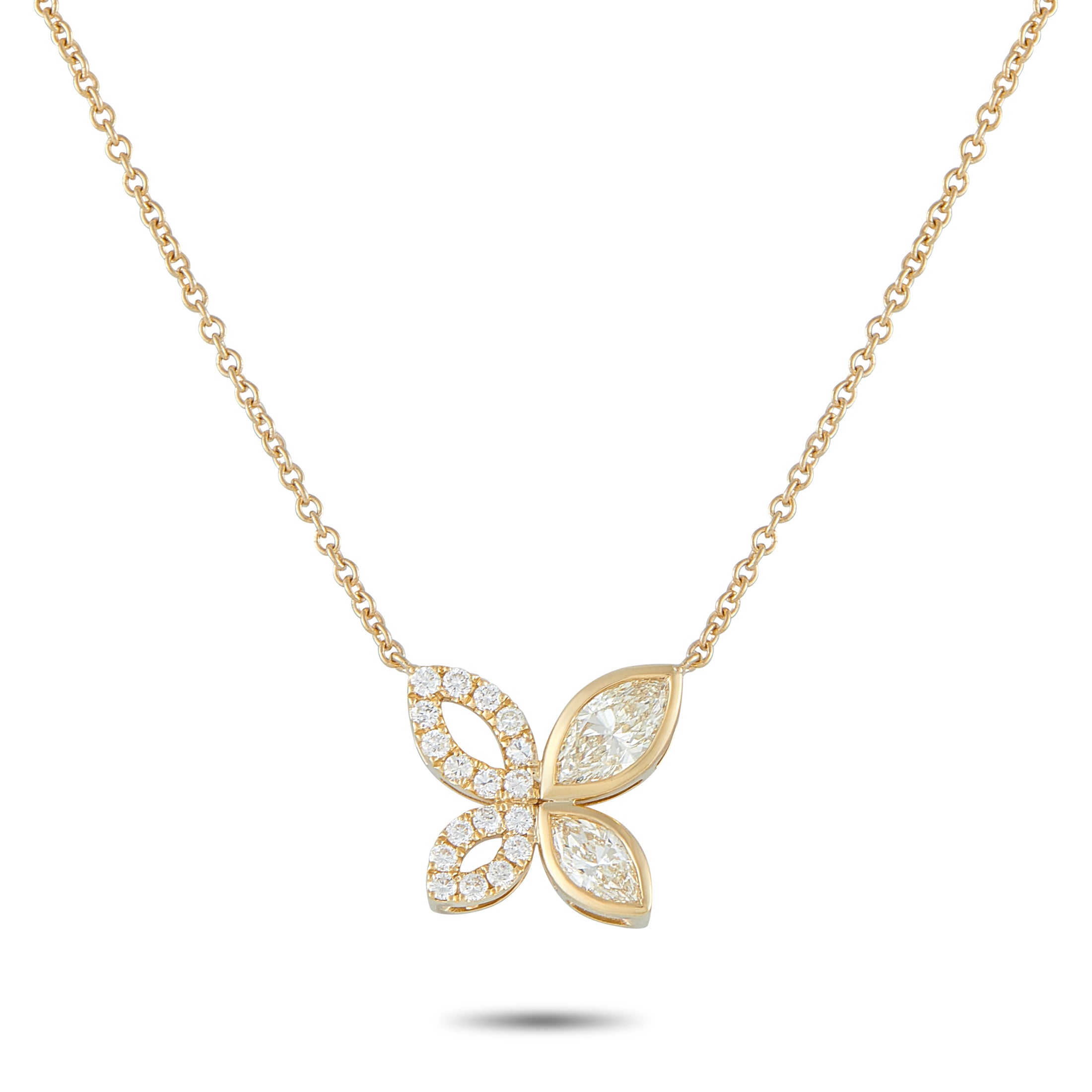 Exclusive 18K Yellow Gold 1.62ct Diamond Butterfly Necklace – Bold and delicate in equal measure, this yellow gold butterfly 