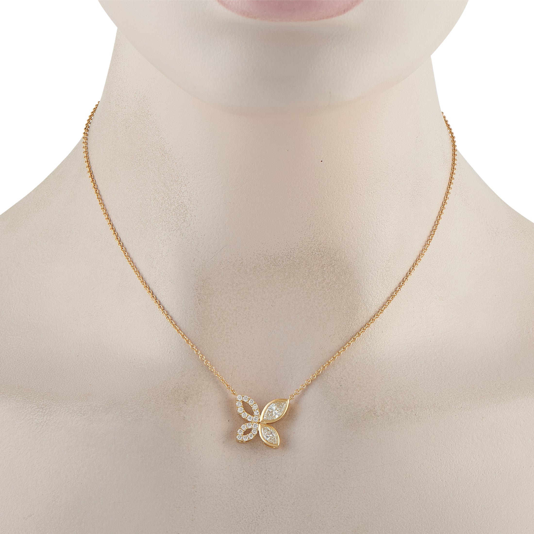 Exclusive 18K Yellow Gold 1.62ct Diamond Butterfly Necklace