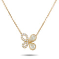18K yellow gold butterfly necklace with asymmetrical diamond pave pendant