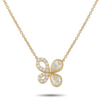 18K Yellow Gold 1.70ct Diamond Asymmetrical Butterfly Necklace
