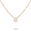 18K yellow gold princess-cut diamond solitaire necklace with square pendant