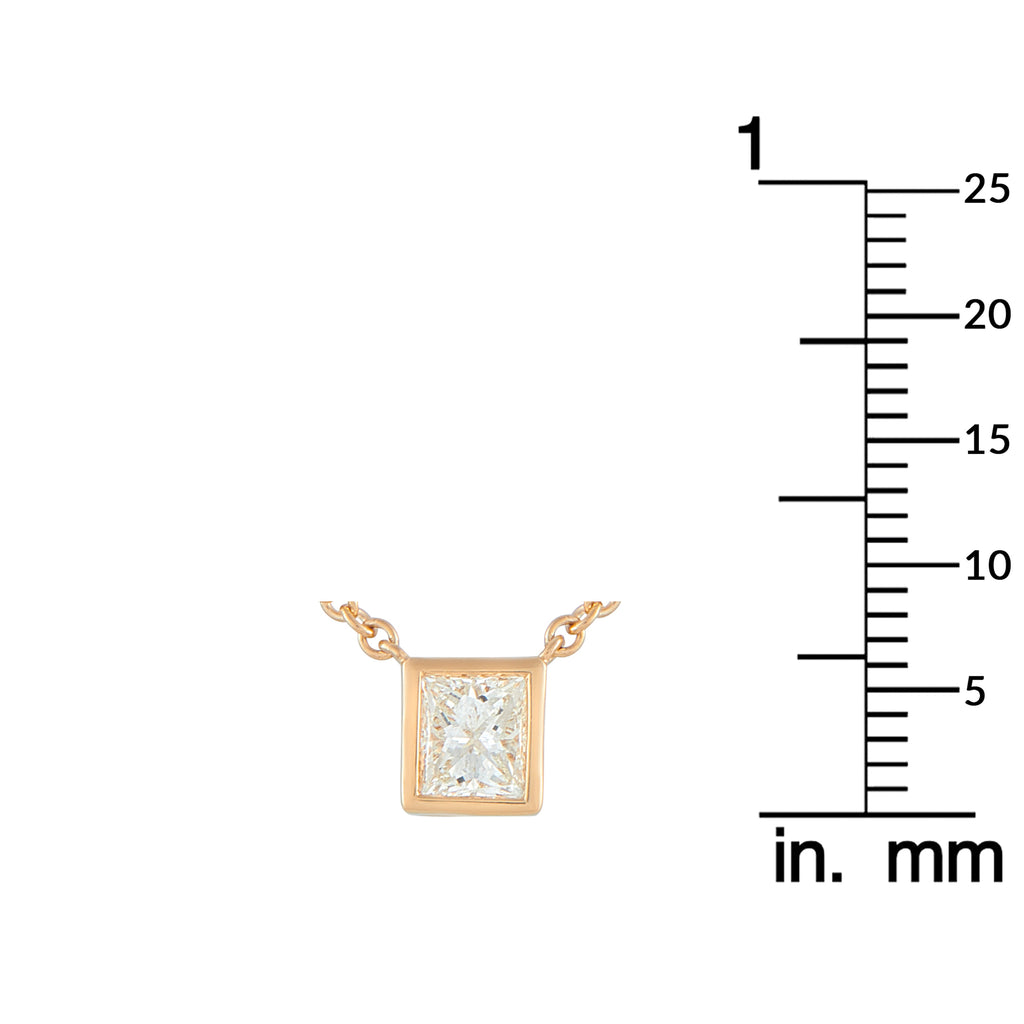 18K Yellow Gold 0.60ct Princess-Cut Diamond Solitaire Necklace