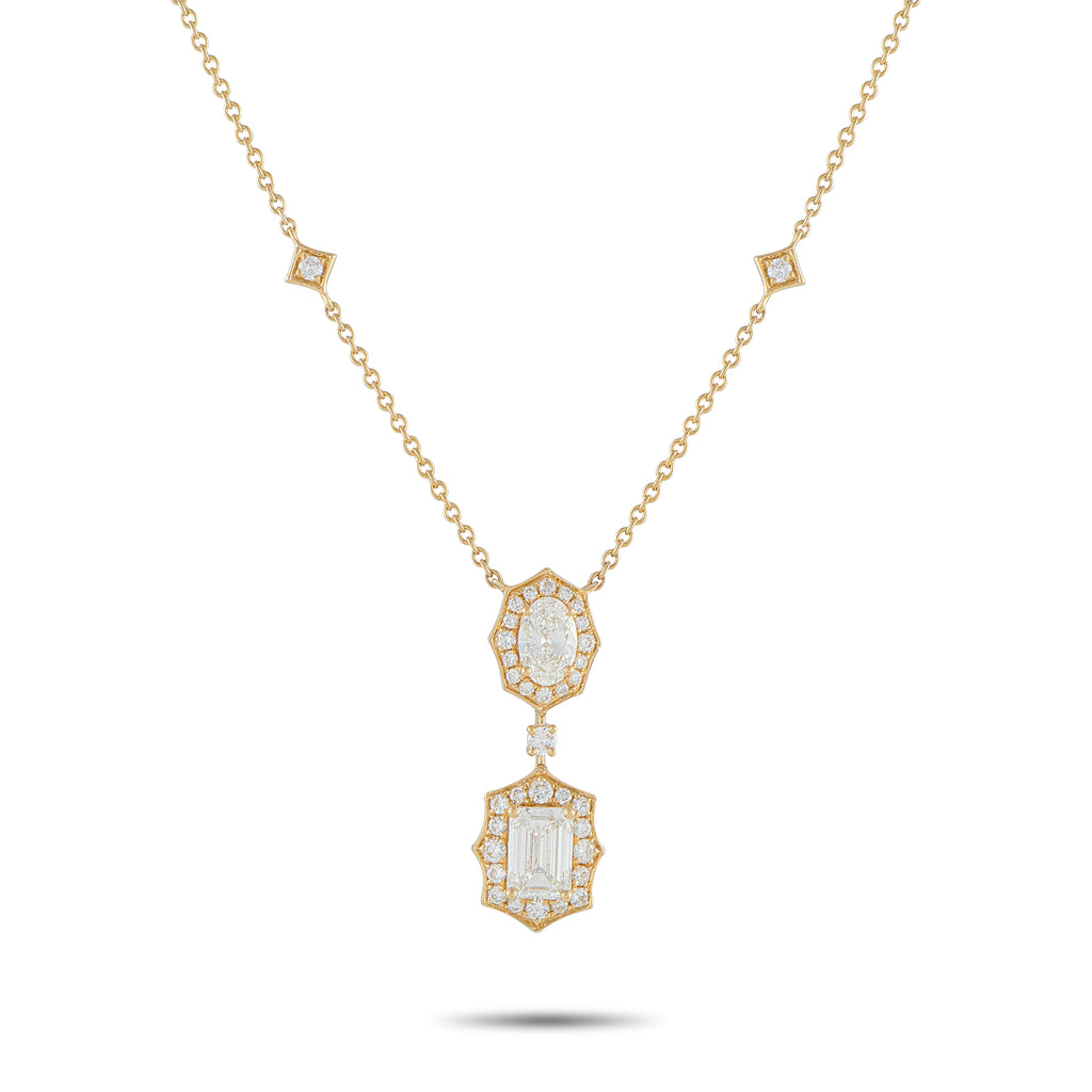 18K Yellow Gold 2.76ct Diamond Geometric Necklace