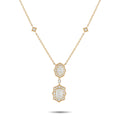 18K yellow gold geometric diamond pendant necklace with double drop design