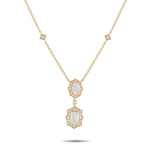18K Yellow Gold 2.76ct Diamond Geometric Necklace