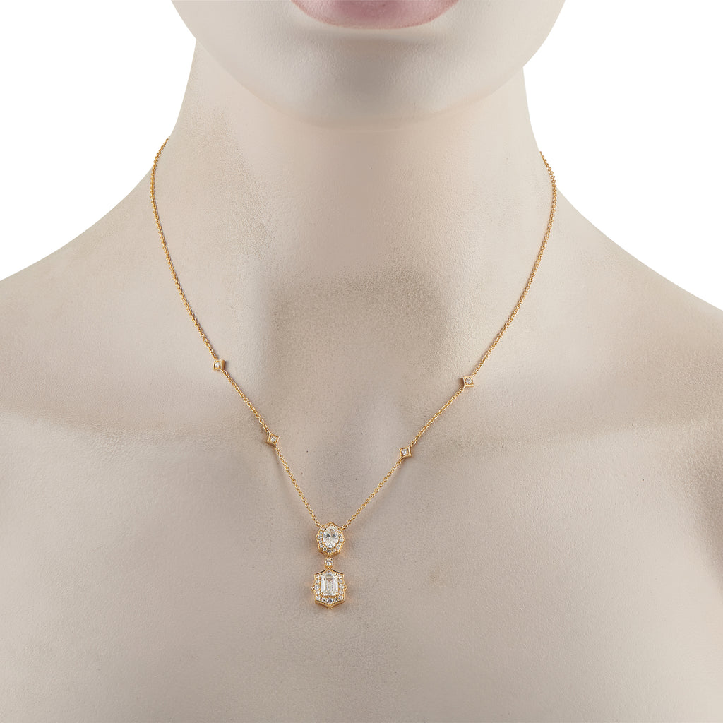 18K Yellow Gold 2.76ct Diamond Geometric Necklace