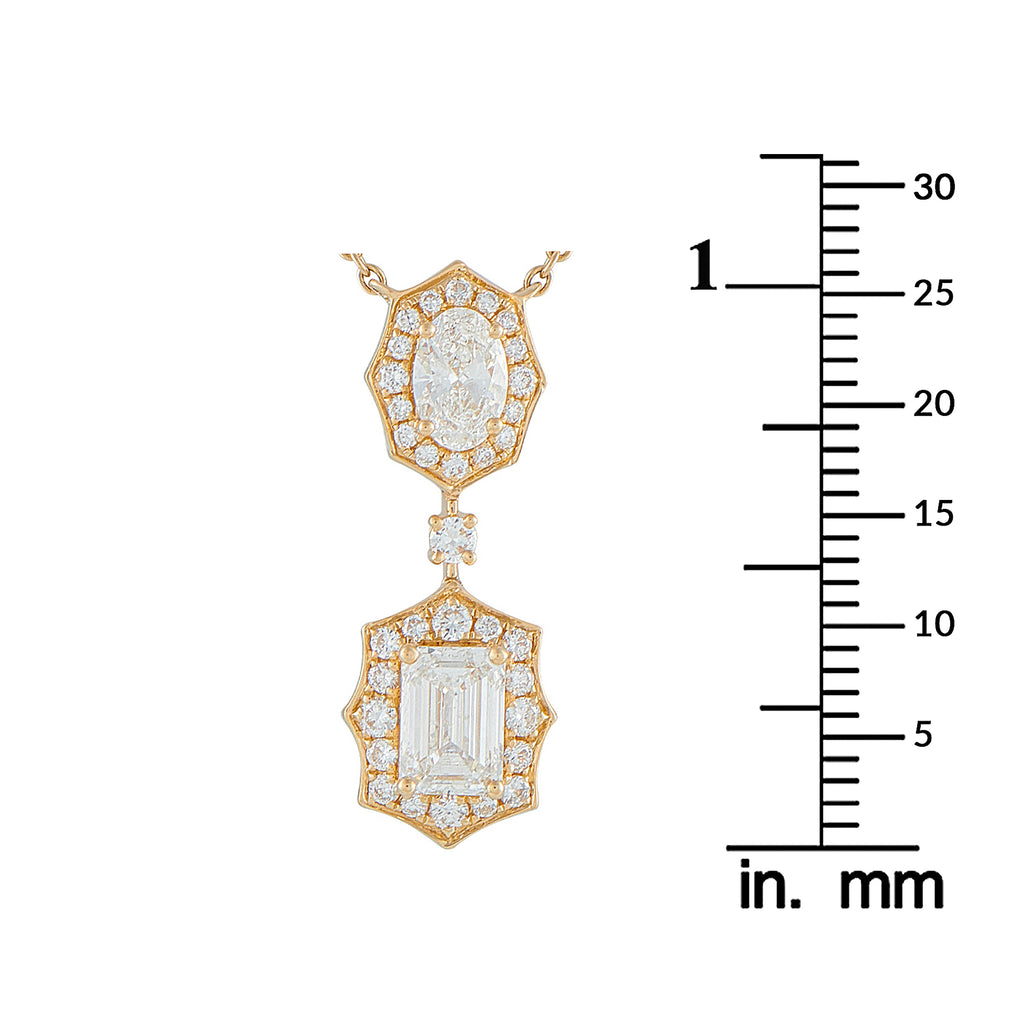 18K Yellow Gold 2.76ct Diamond Geometric Necklace