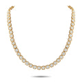 18k yellow gold diamond cushion link necklace with oval diamond rows