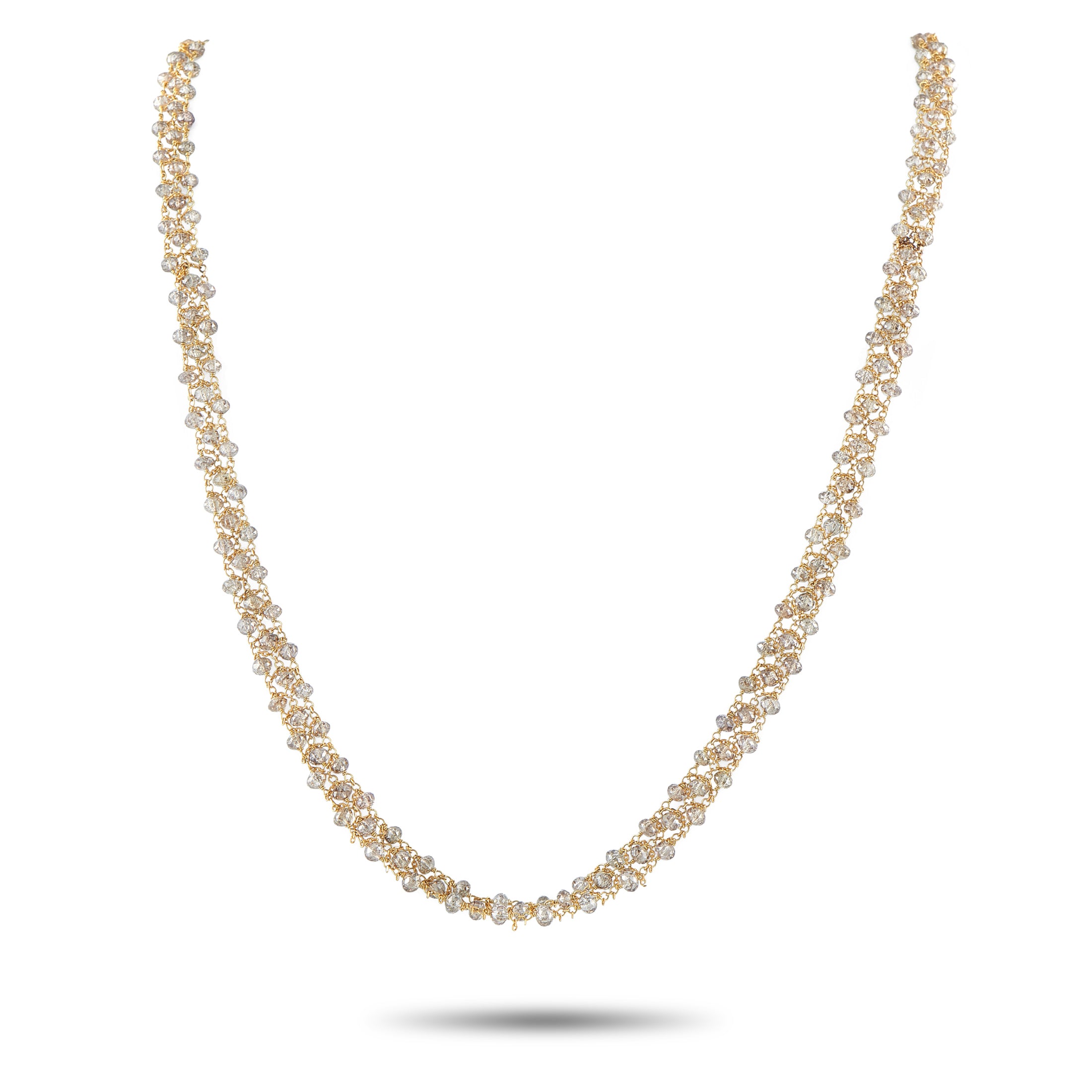 18K Yellow Gold 24.5ct Diamond Briolette Necklace