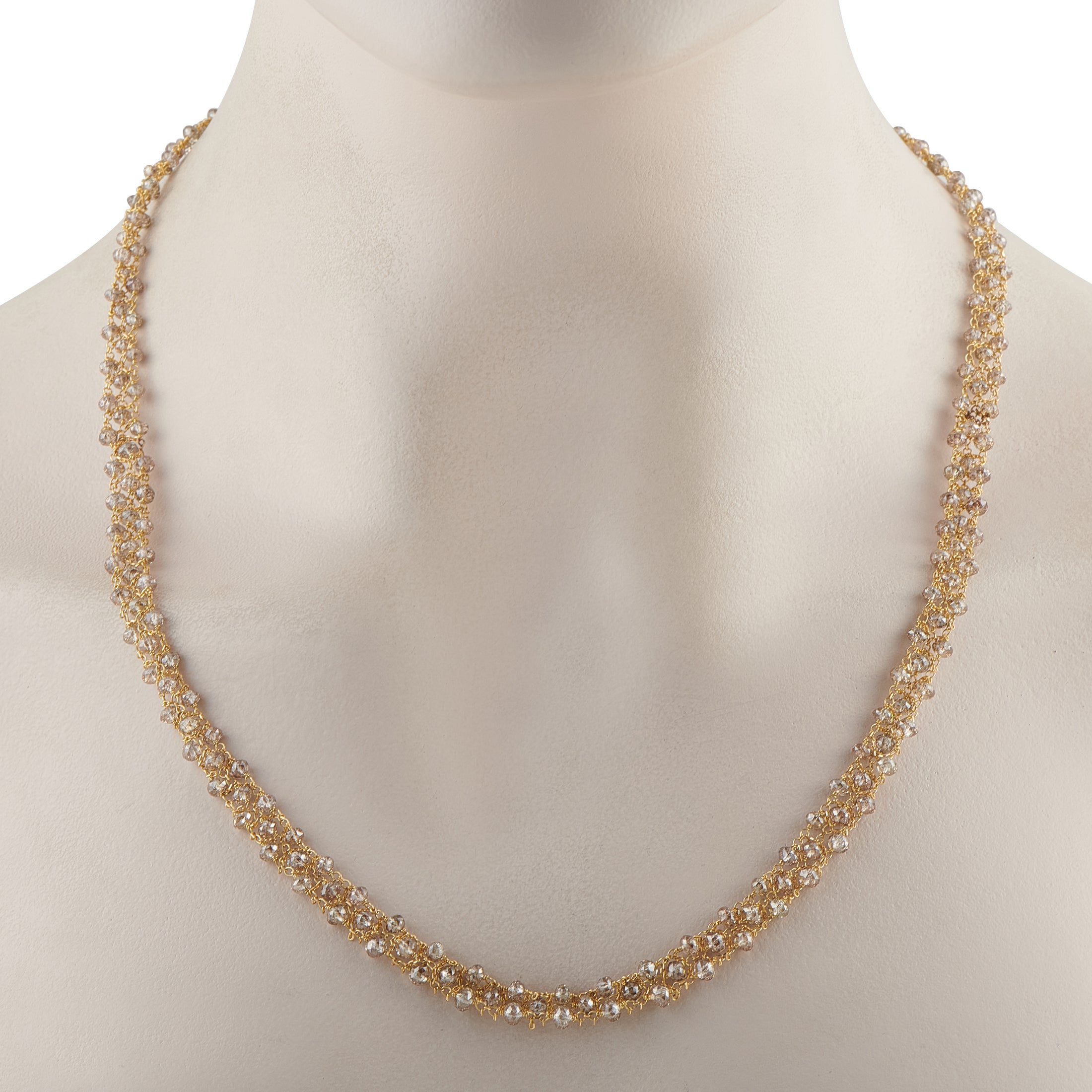 18K Yellow Gold 24.5ct Diamond Briolette Necklace