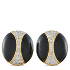 18K yellow gold diamond and onyx earrings with black onyx and pavé diamond center