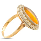 Exclusive 18K Yellow Gold Diamond and Fire Opal Ring